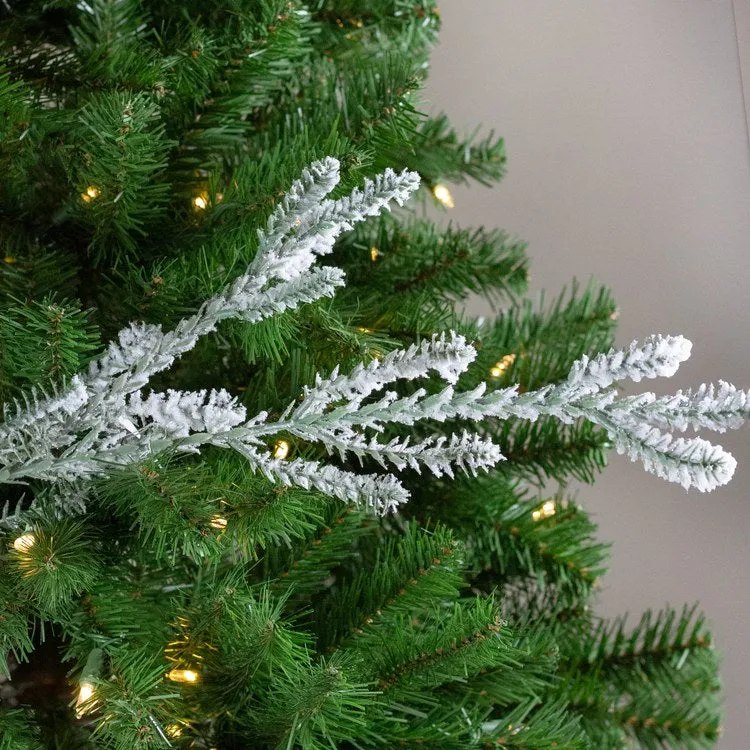 30" Green and White Sparkling Snow Flocked Artificial Pine Christmas Branch Spray