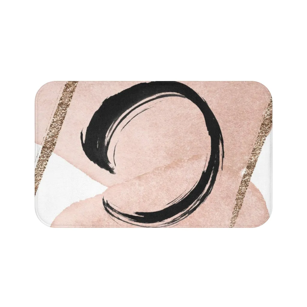 Abstract Boho Bath Mat | Blush Pink Black Gold
