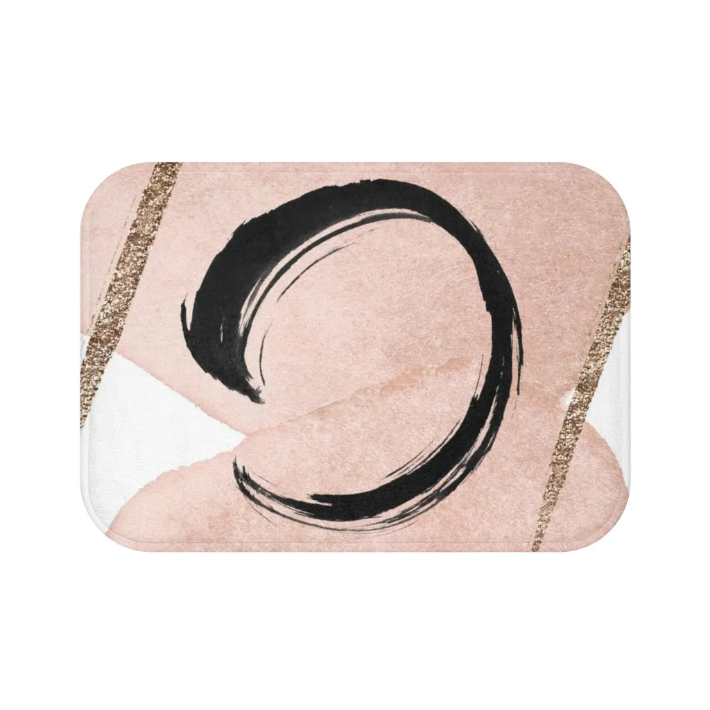 Abstract Boho Bath Mat | Blush Pink Black Gold