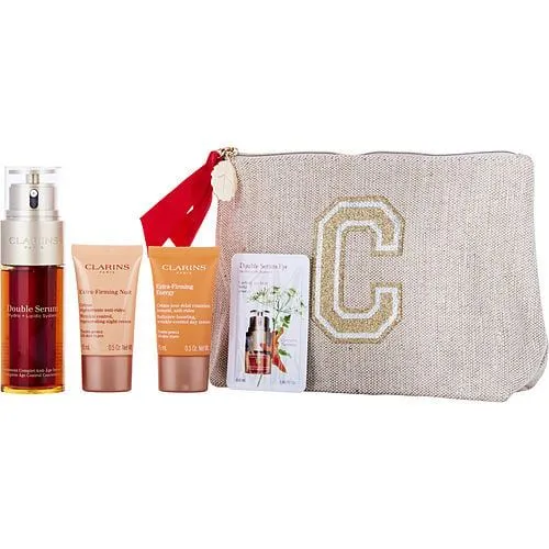 Clarins by Clarins Double Serum And Extra-Firming Collection: Double Serum Anti-Aging   Anti-Wrinkle Serum 1.6Oz   Extra-Firming Energy 0.5Oz  Extra-Firming Night 0.5Oz   Double Serum Eye 0.03Oz --4Pcs Pouch for Women