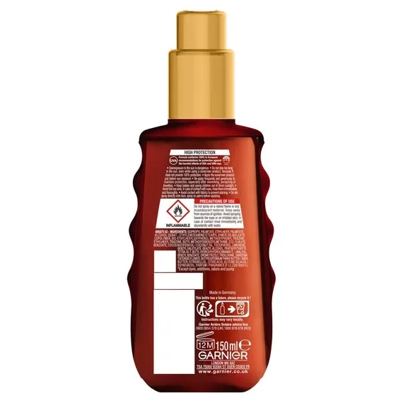 Garnier Ambre Solaire Ideal Bronze Tan Enhancing Protection Oil Spray SPF30 150ml