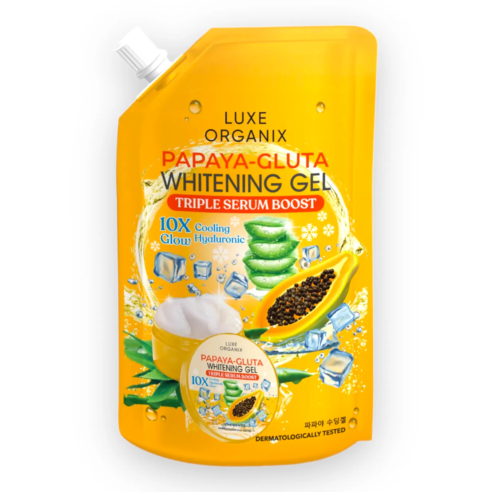 Luxe Organix - Papaya GLUta Whitening Gel - Triple Serum Boost - 10X Glow Cooling Hyaluronic - 200ml