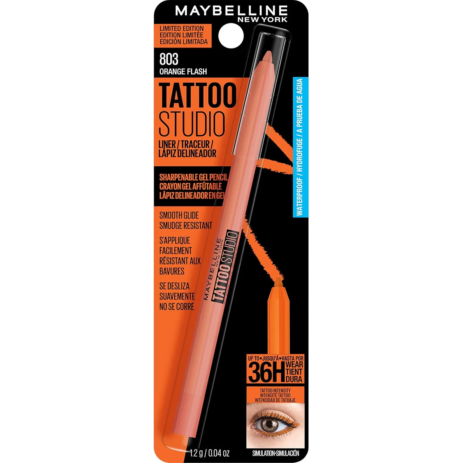 MAYBELLINE Tattoo Studio Long-Lasting Sharpenable Waterproof Eyeliner Pencil,