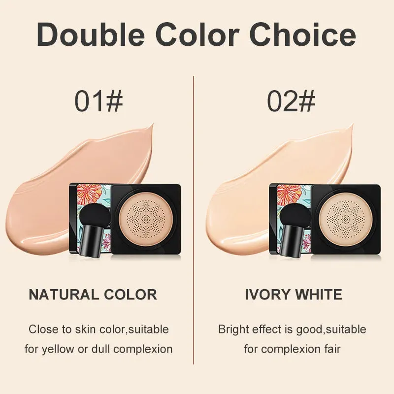 Mushroom Head Air Cushion, CC Cream: Natural Moisturizing Foundation, Concealer, Whitening, Oil-Control Makeup Cosmetics BB Cream.