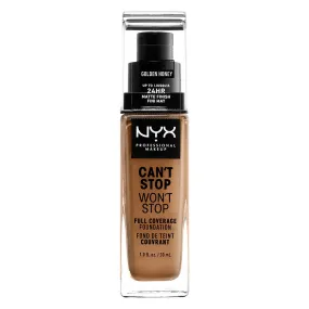 NYX - Can't Stop Won't Stop 24HR Full Coverage Foundation Golden Honey - 1 fl oz (30 ml)