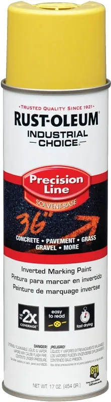 Rust-Oleum 203025 Inverted Marking Spray Paint, Semi-Gloss, Yellow, 17 oz, Can :CAN: QUANTITY: 1