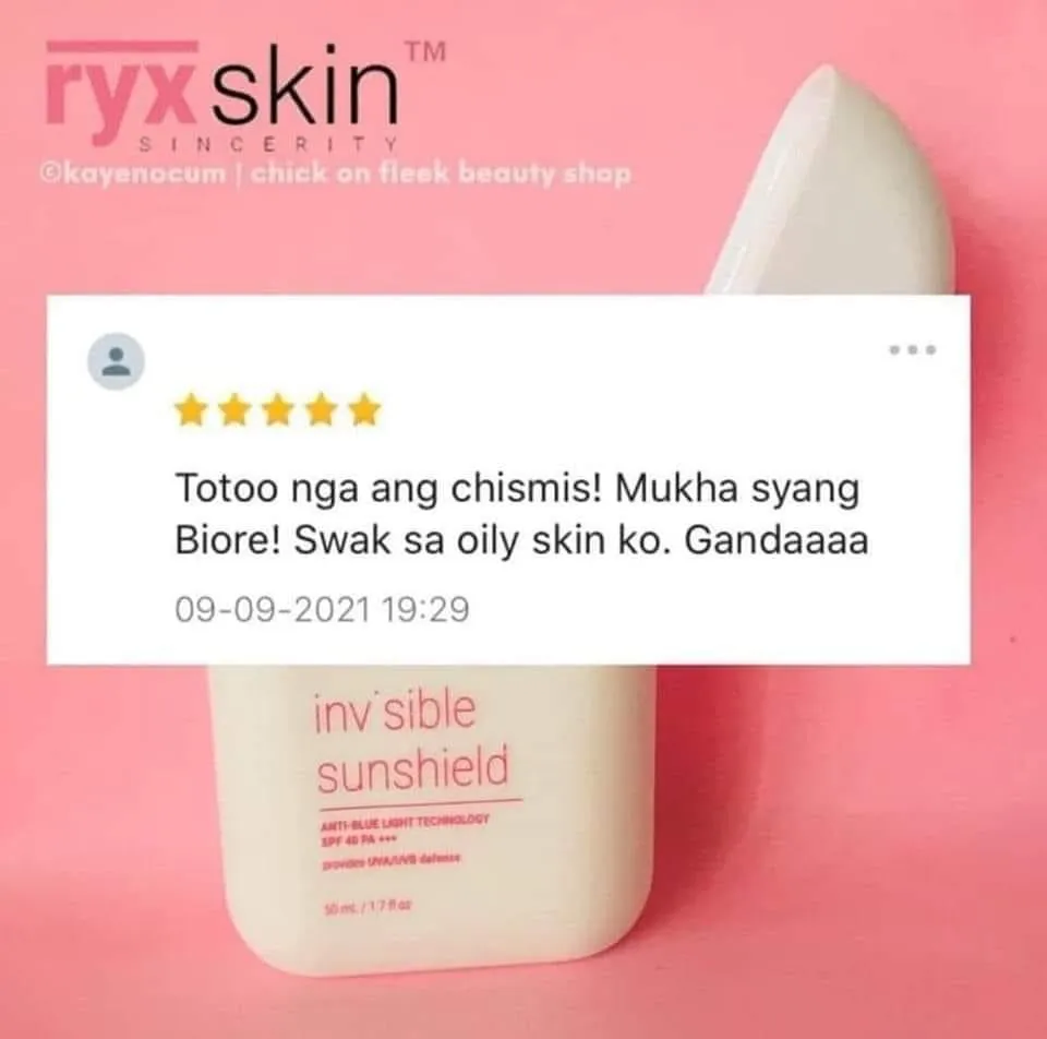 Ryx Skin Invisible Sunshield / Sunscreen 50ml - NEW PACKAGING