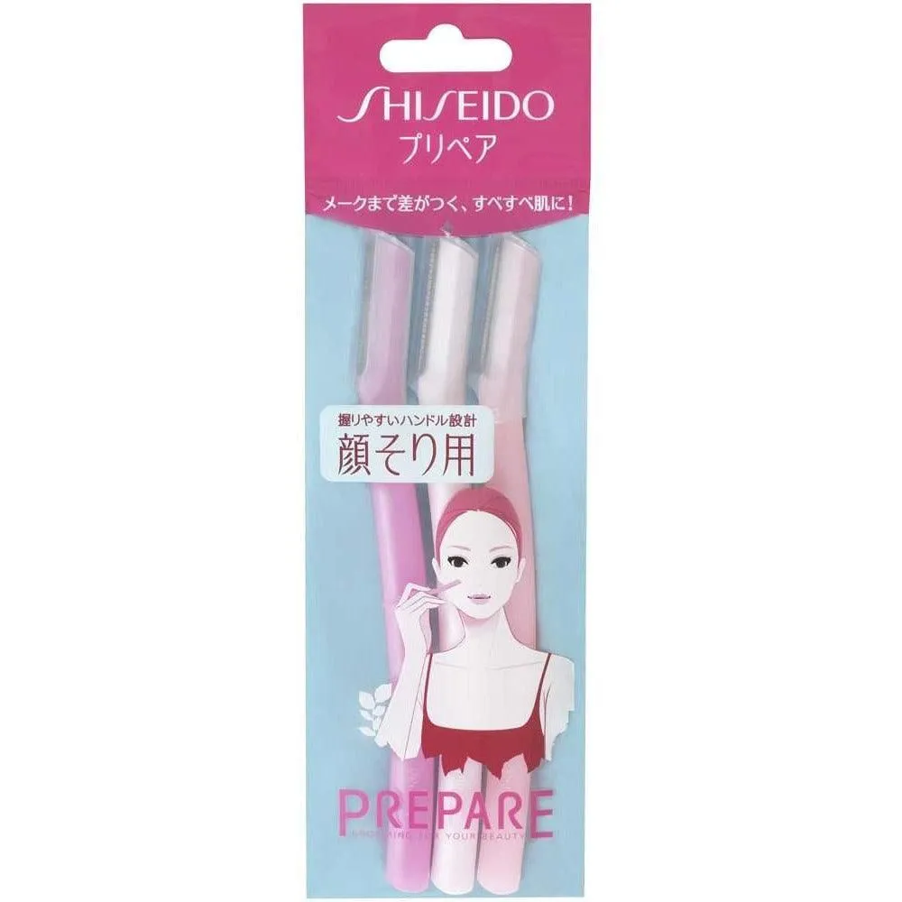Shiseido Stainless Eye Brow Razor Large Pack, Basic color, 1 Pack of 3 Razors