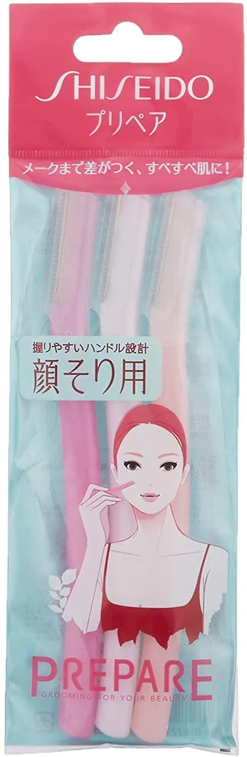 Shiseido Stainless Eye Brow Razor Large Pack, Basic color, 1 Pack of 3 Razors