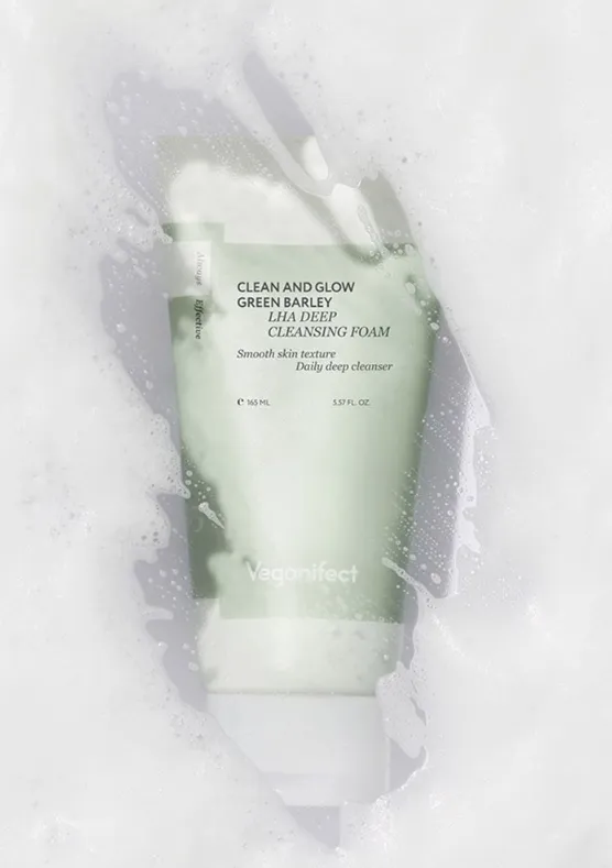 Veganifect Clean And Glow Green Barley LHA Deep Cleansing Foam 165ml